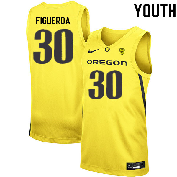 Youth #30 LJ Figueroa Oregon Ducks College Basketball Jerseys Sale-Yellow